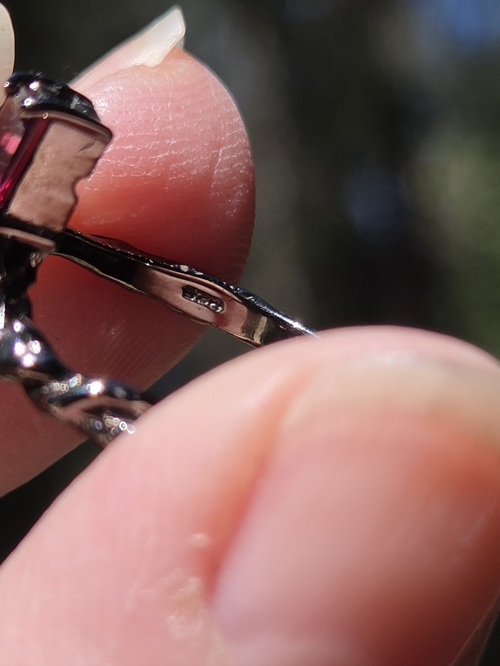 Rhodalite Natural Baguette Sterling & Rhidium Ring Sz6.5 - Picture 9 of 9